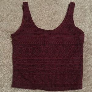 Hollister Maroon Tribal Print Sleeveless Crop Top